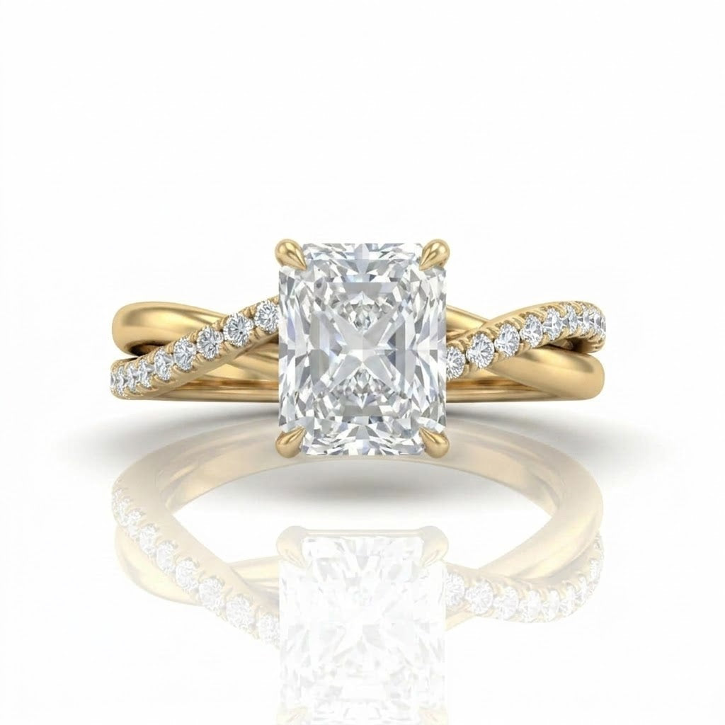 Yellow Gold Novalisse Radiant Diamond Engagement Ring
