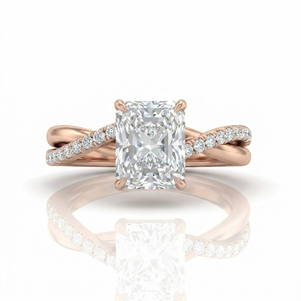 Rose Gold Novalisse Radiant Diamond Engagement Ring