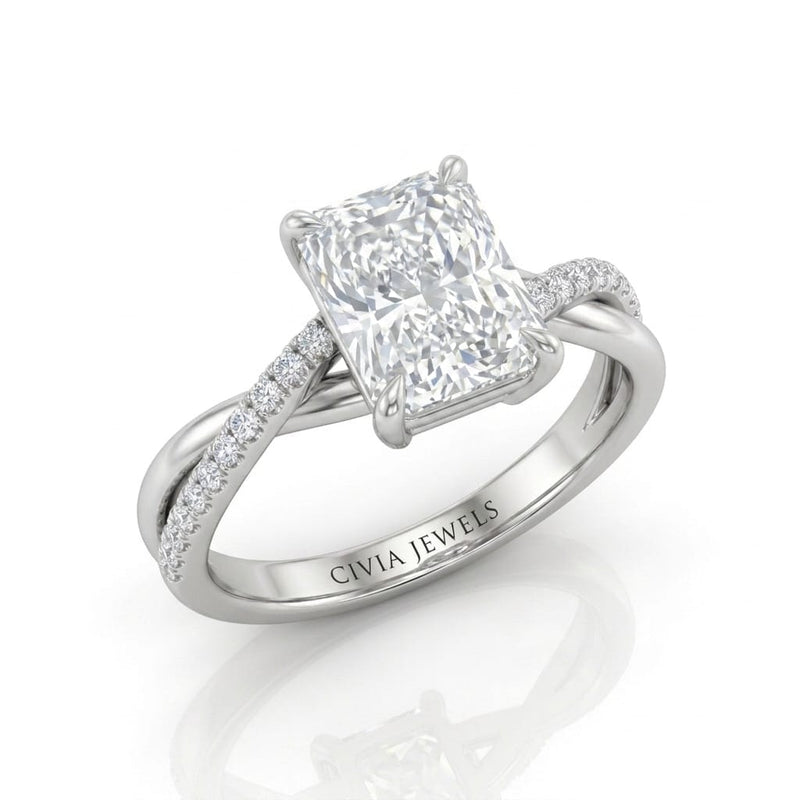 White Gold Novalisse Radiant Diamond Engagement Ring