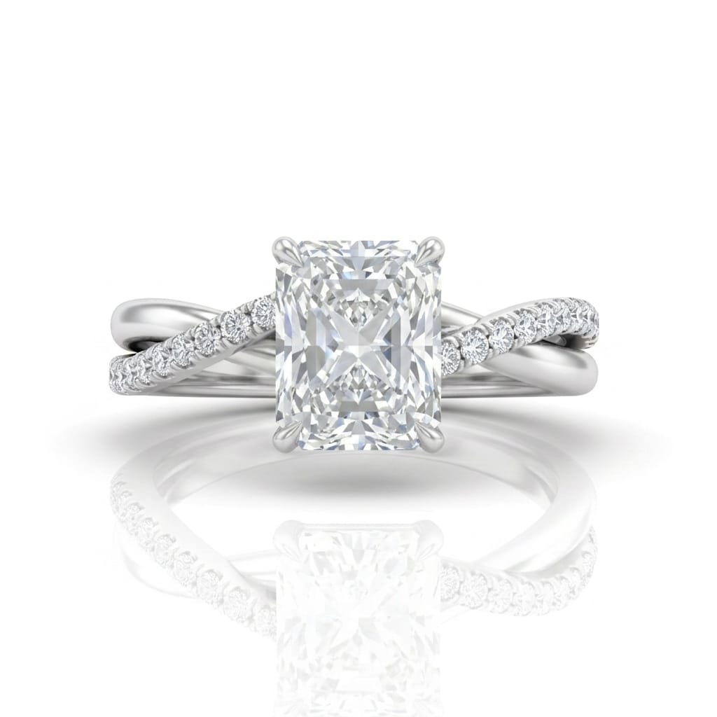 Silver Novalisse Radiant Diamond Engagement Ring