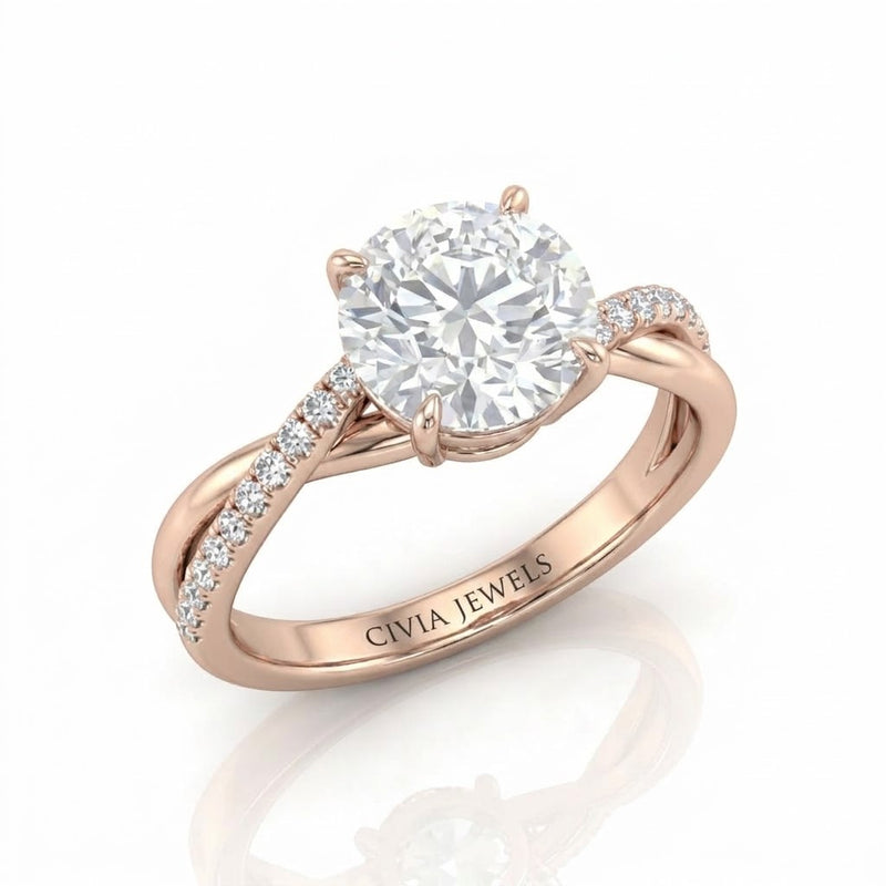 Rose Gold Novalisse Round Diamond Engagement Ring