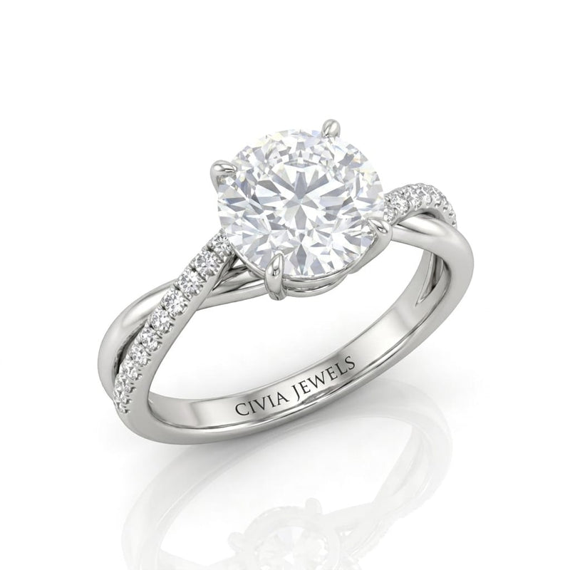 Silver Novalisse Round Diamond Engagement Ring