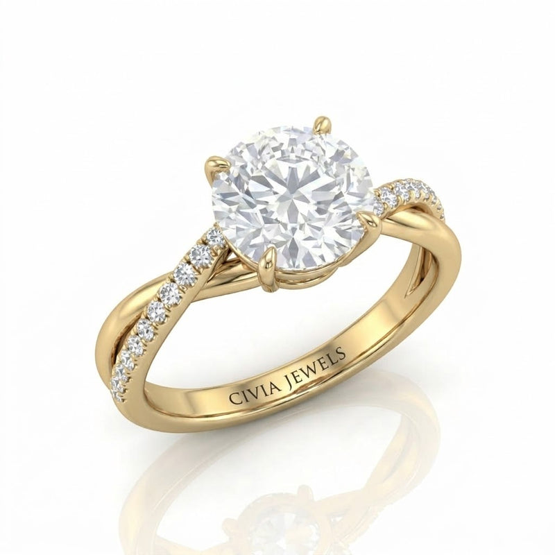 Yellow Gold Novalisse Round Diamond Engagement Ring
