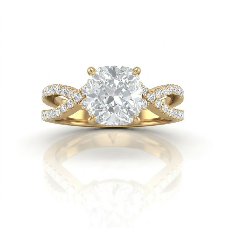 Yellow Gold Everlisse Infinity Cushion Diamond Engagement Ring
