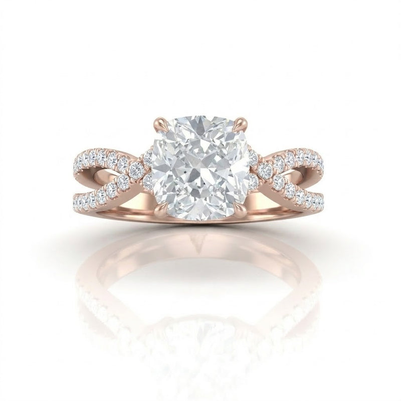 Rose Gold Everlisse Infinity Cushion Diamond Engagement Ring