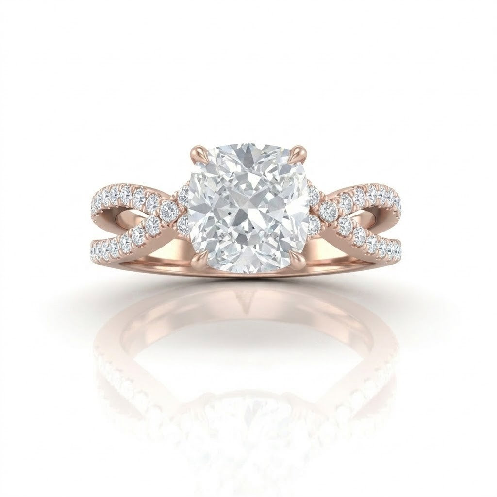 Rose Gold Everlisse Infinity Cushion Diamond Engagement Ring