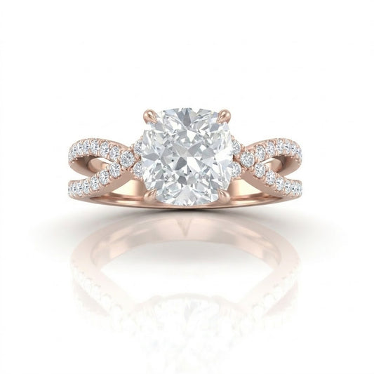 Rose Gold Everlisse Infinity Cushion Diamond Engagement Ring