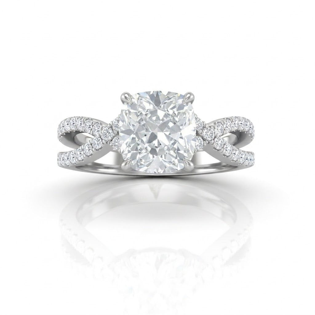 White Gold Everlisse Infinity Cushion Diamond Engagement Ring