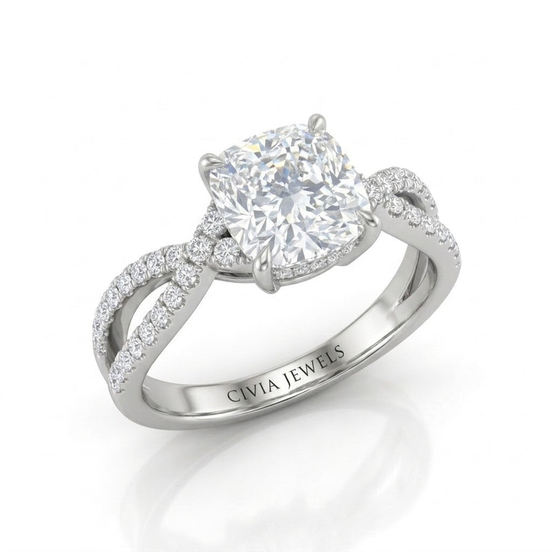 White Gold Everlisse Infinity Cushion Diamond Engagement Ring