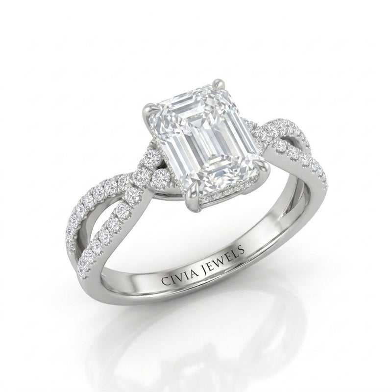 White Gold Everlisse Infinity Emerald Diamond Engagement Ring