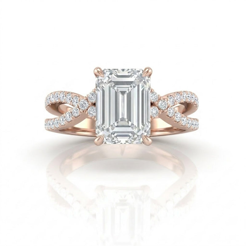 Rose Gold Everlisse Infinity Emerald Diamond Engagement Ring