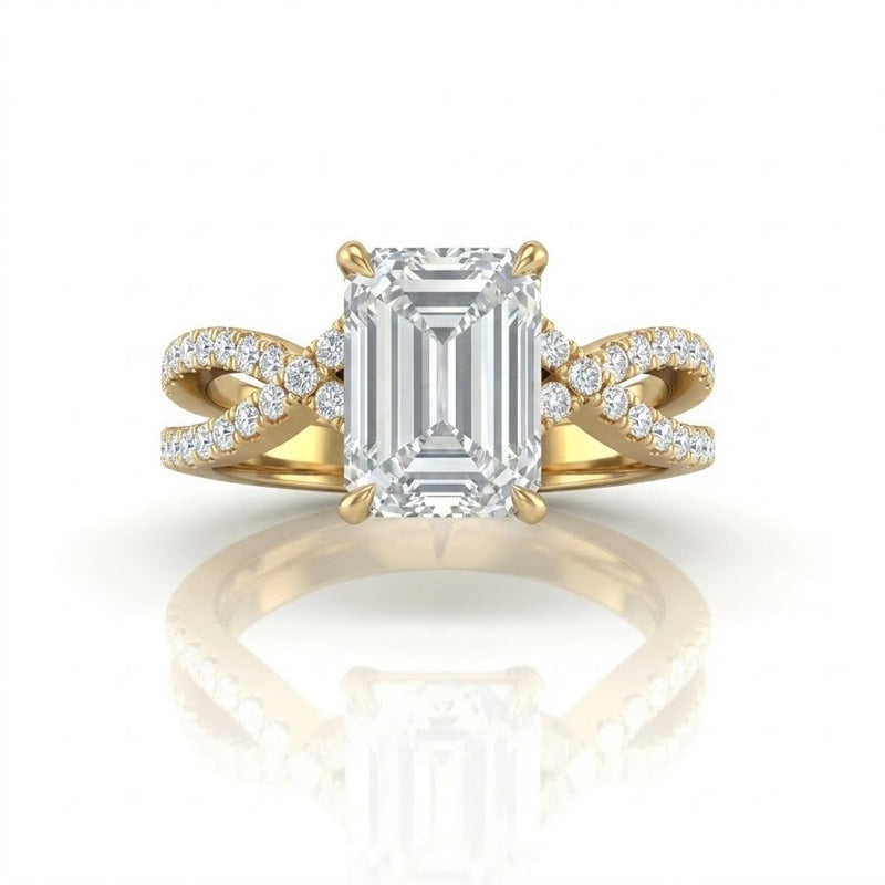 Yellow Gold Everlisse Infinity Emerald Diamond Engagement Ring