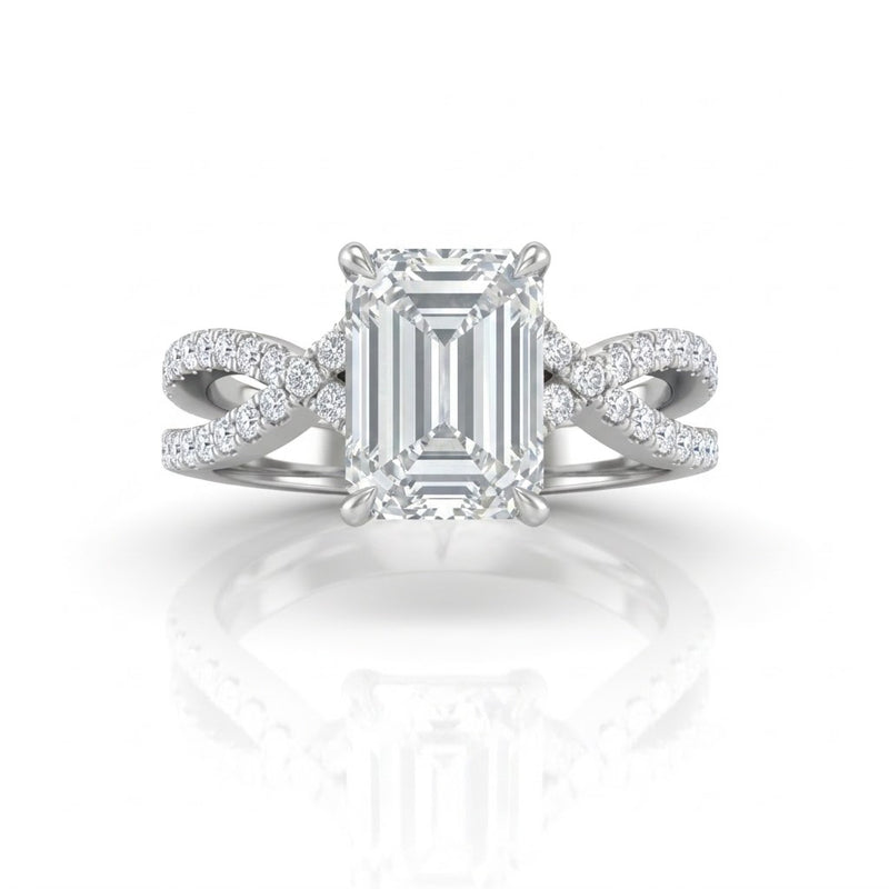 White Gold Everlisse Infinity Emerald Diamond Engagement Ring