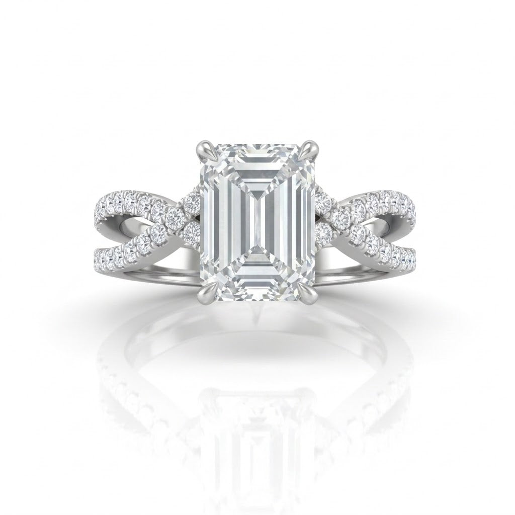 White Gold Everlisse Infinity Emerald Diamond Engagement Ring