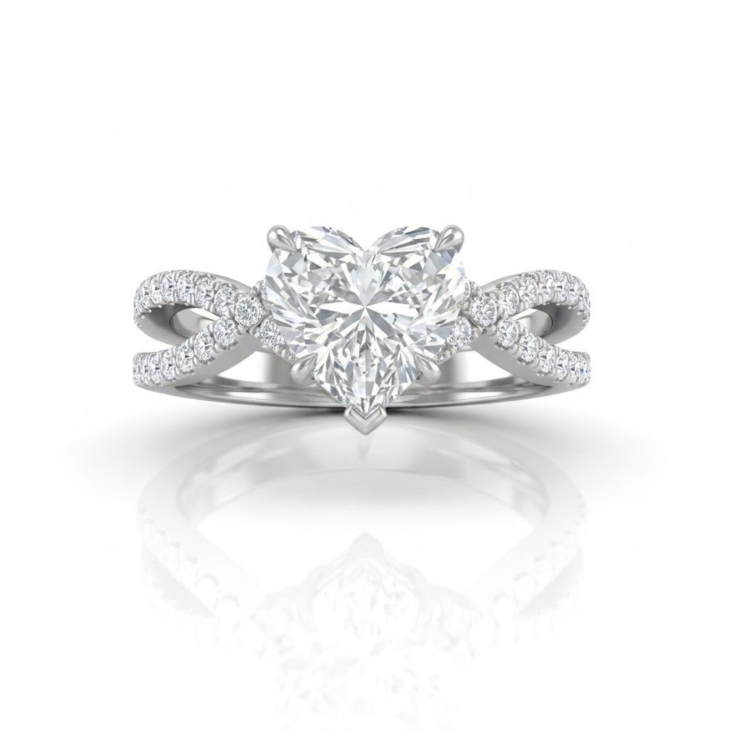 Silver Everlisse Infinity Heart Diamond Engagement Ring