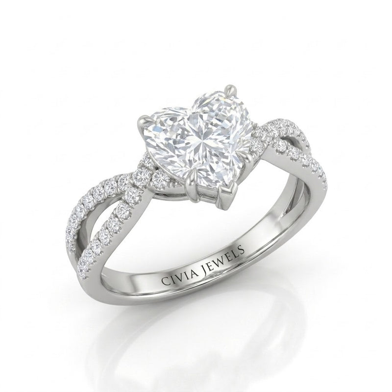 Silver Everlisse Infinity Heart Diamond Engagement Ring
