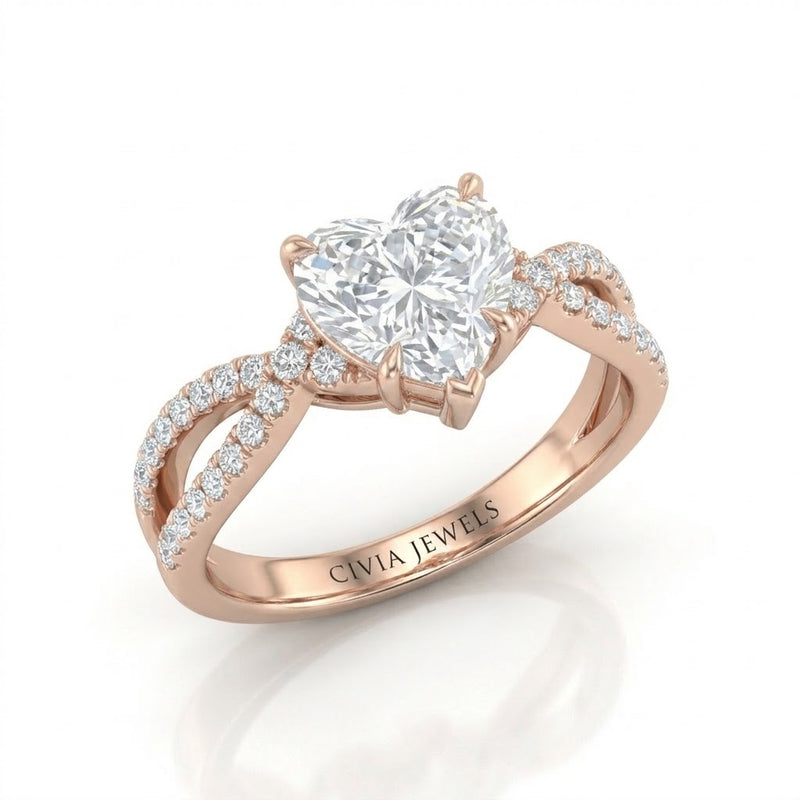 Rose Gold Everlisse Infinity Heart Diamond Engagement Ring