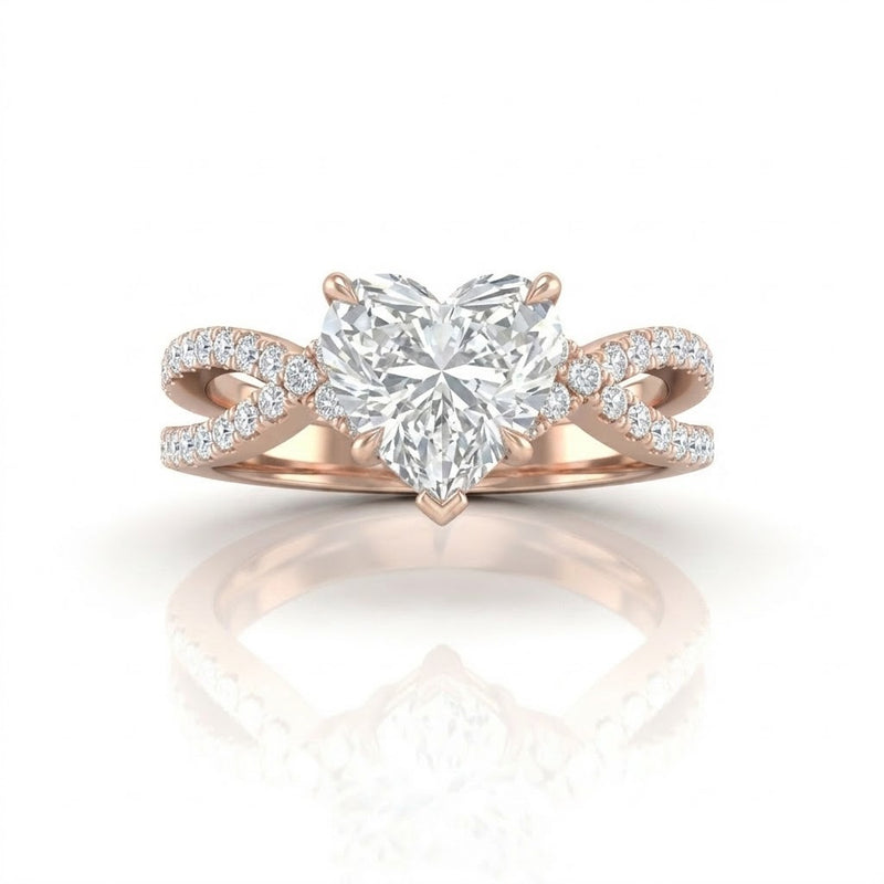 Rose Gold Everlisse Infinity Heart Diamond Engagement Ring