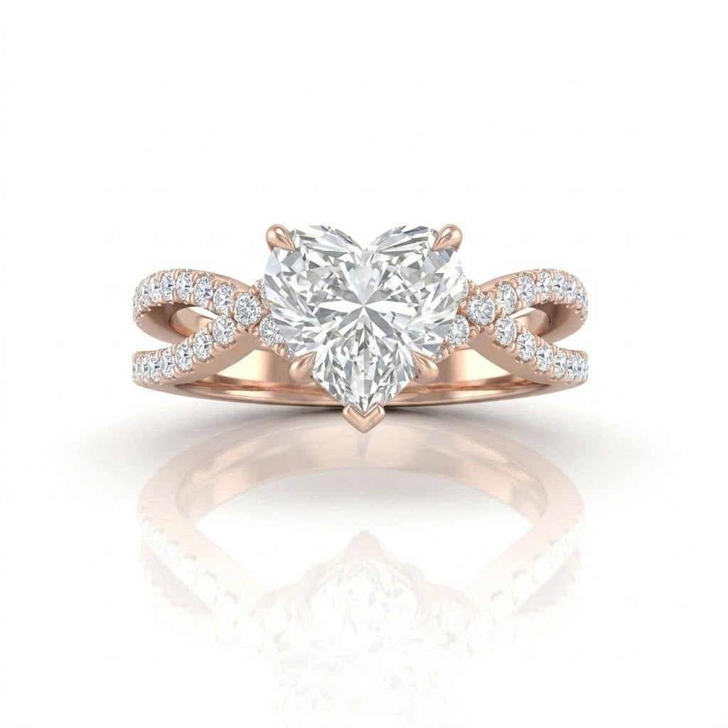 Rose Gold Everlisse Infinity Heart Diamond Engagement Ring