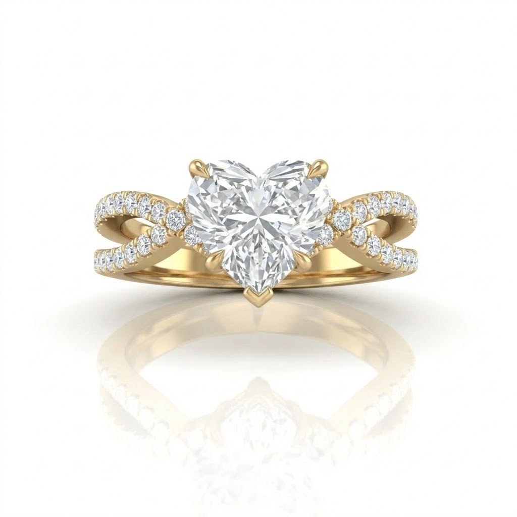 Yellow Gold Everlisse Infinity Heart Diamond Engagement Ring