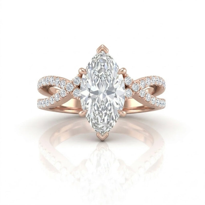 Rose Gold Everlisse Infinity Marquise Diamond Engagement Ring