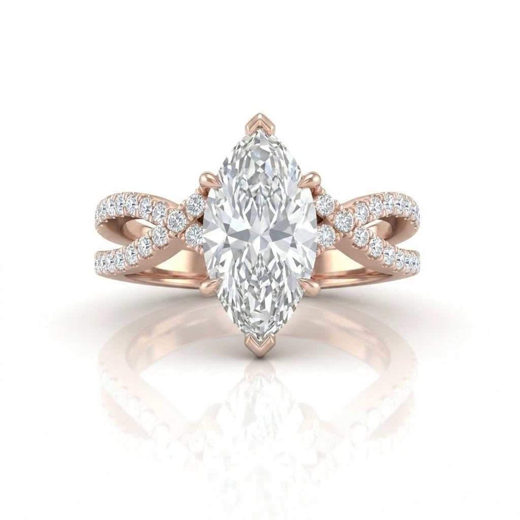 Rose Gold Everlisse Infinity Marquise Diamond Engagement Ring