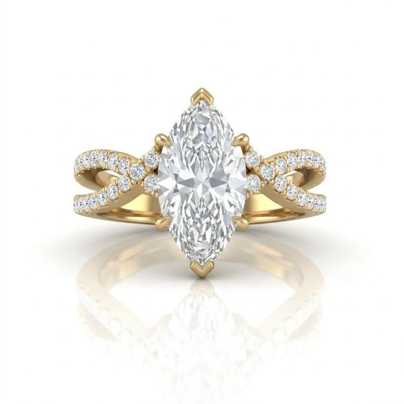 Yellow Gold Everlisse Infinity Marquise Diamond Engagement Ring