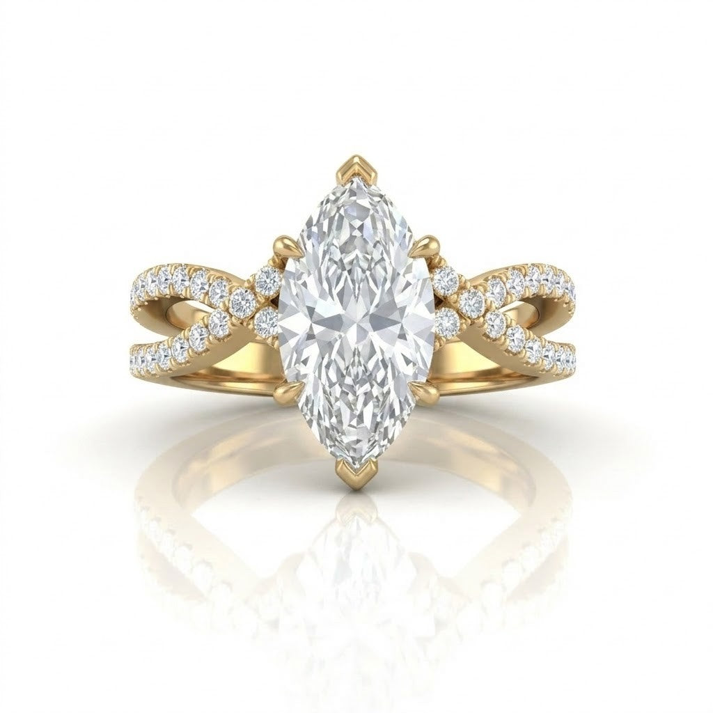 Yellow Gold Everlisse Infinity Marquise Diamond Engagement Ring