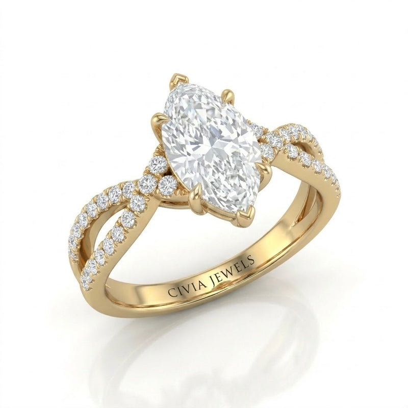 Yellow Gold Everlisse Infinity Marquise Diamond Engagement Ring