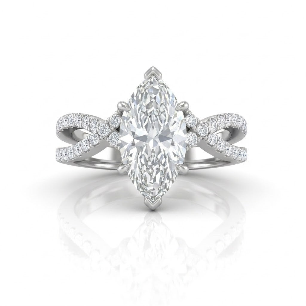 White Gold Everlisse Infinity Marquise Diamond Engagement Ring