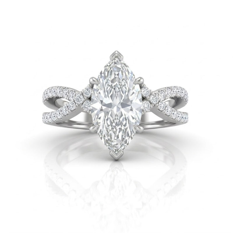 Silver Everlisse Infinity Marquise Diamond Engagement Ring