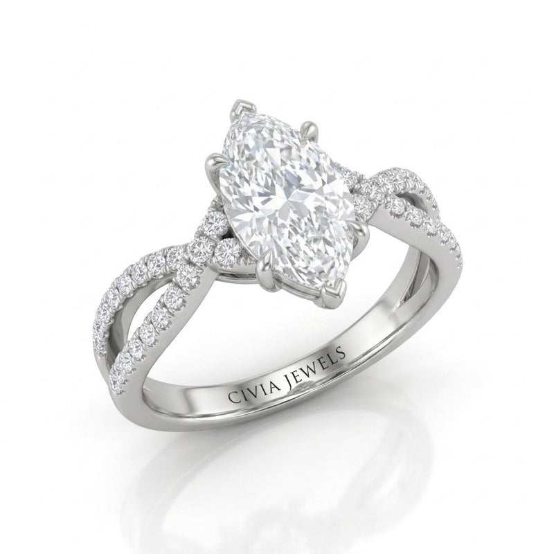 Silver Everlisse Infinity Marquise Diamond Engagement Ring