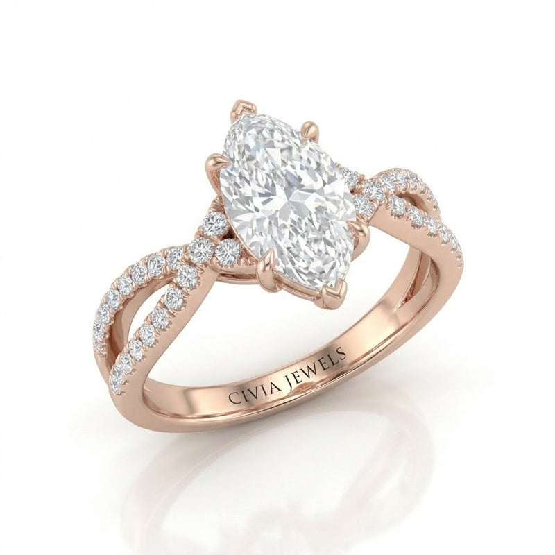 Rose Gold Everlisse Infinity Marquise Diamond Engagement Ring