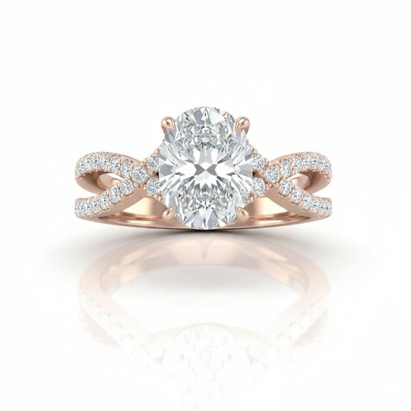 Rose Gold Everlisse Infinity Oval Diamond Engagement Ring