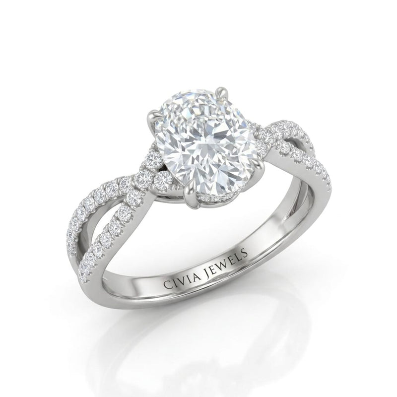 White Gold Everlisse Infinity Oval Diamond Engagement Ring