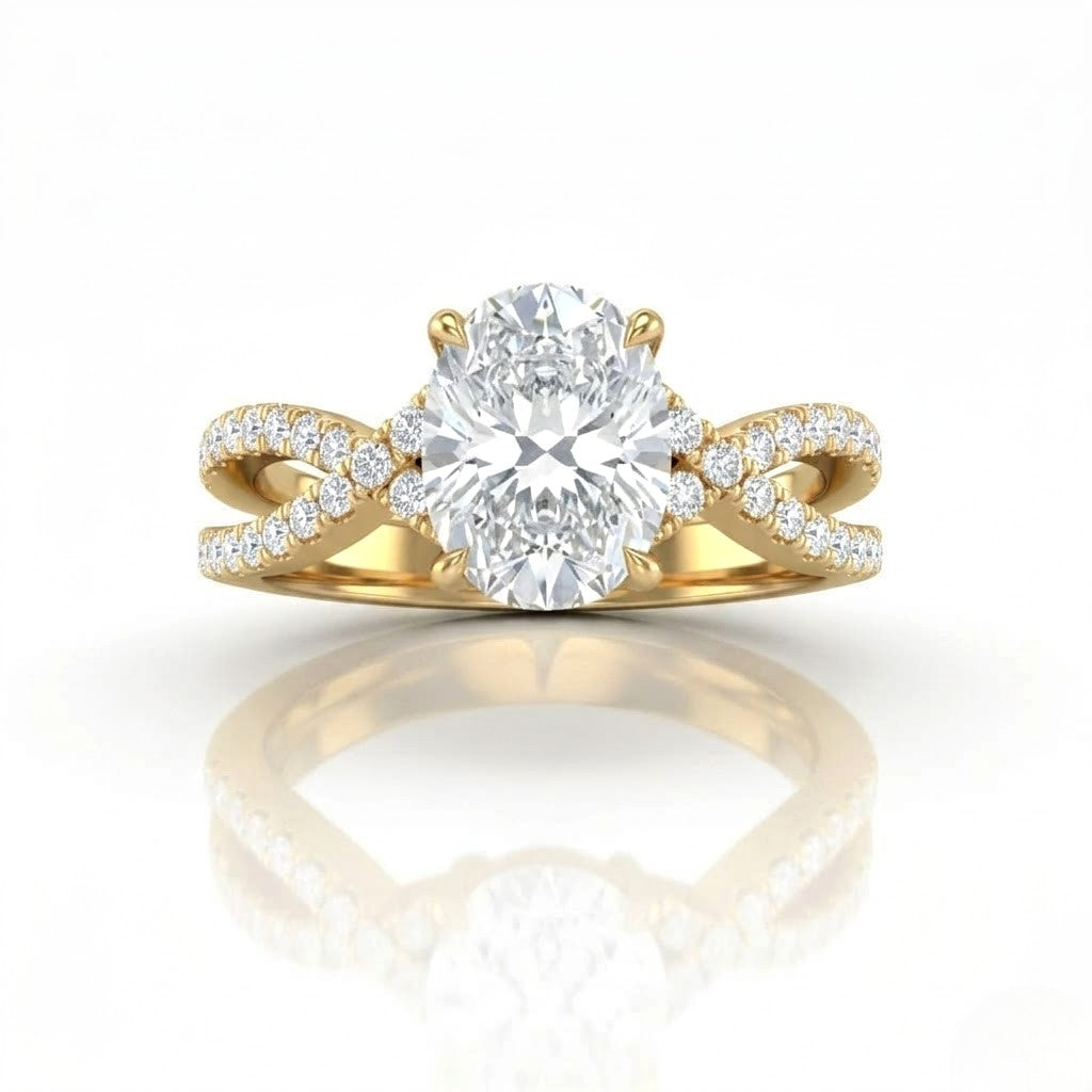 Yellow Gold Everlisse Infinity Oval Diamond Engagement Ring