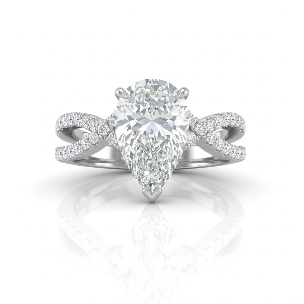 Silver Everlisse Infinity Pear Diamond Engagement Ring