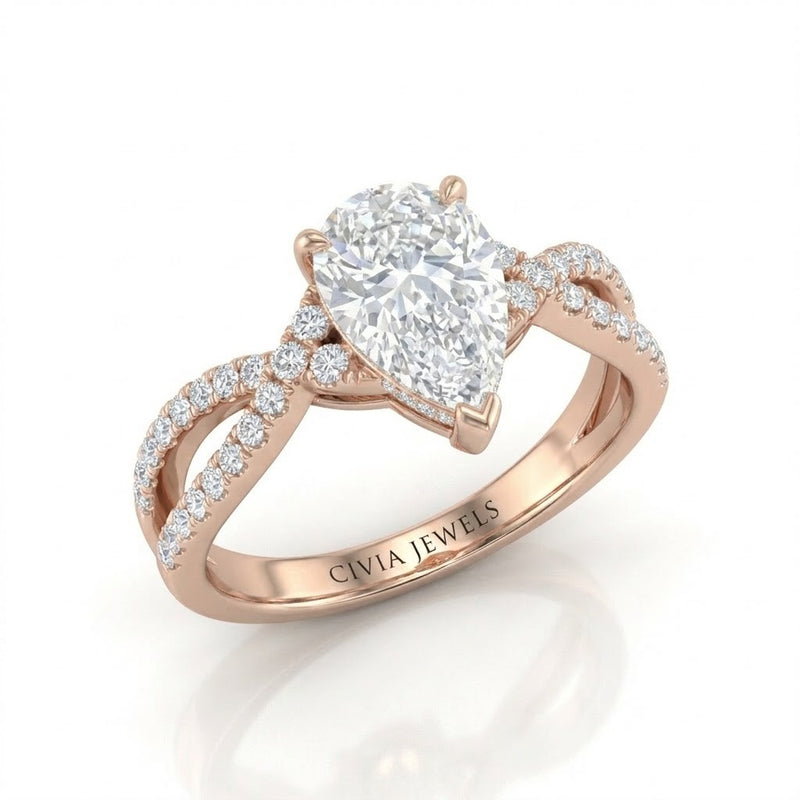 Rose Gold Everlisse Infinity Pear Diamond Engagement Ring