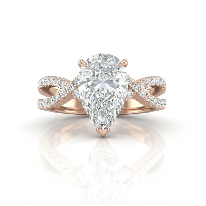 Rose Gold Everlisse Infinity Pear Diamond Engagement Ring