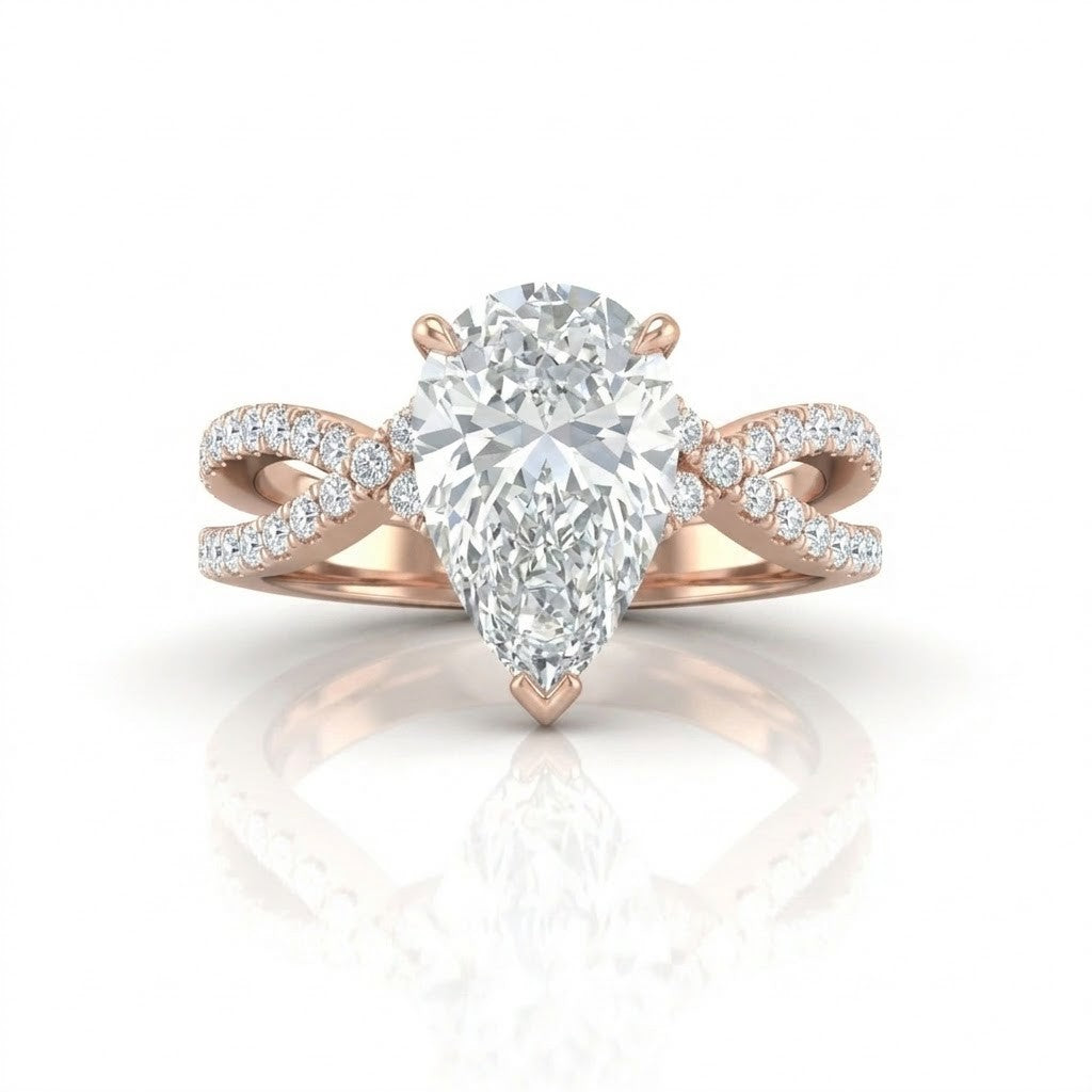 Rose Gold Everlisse Infinity Pear Diamond Engagement Ring