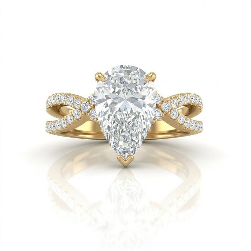 Yellow Gold Everlisse Infinity Pear Diamond Engagement Ring