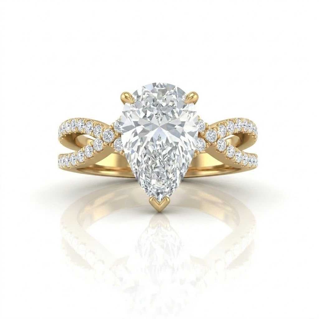 Yellow Gold Everlisse Infinity Pear Diamond Engagement Ring