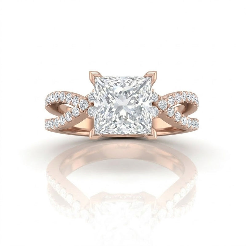 Rose Gold Everlisse Infinity Princess Diamond Engagement Ring