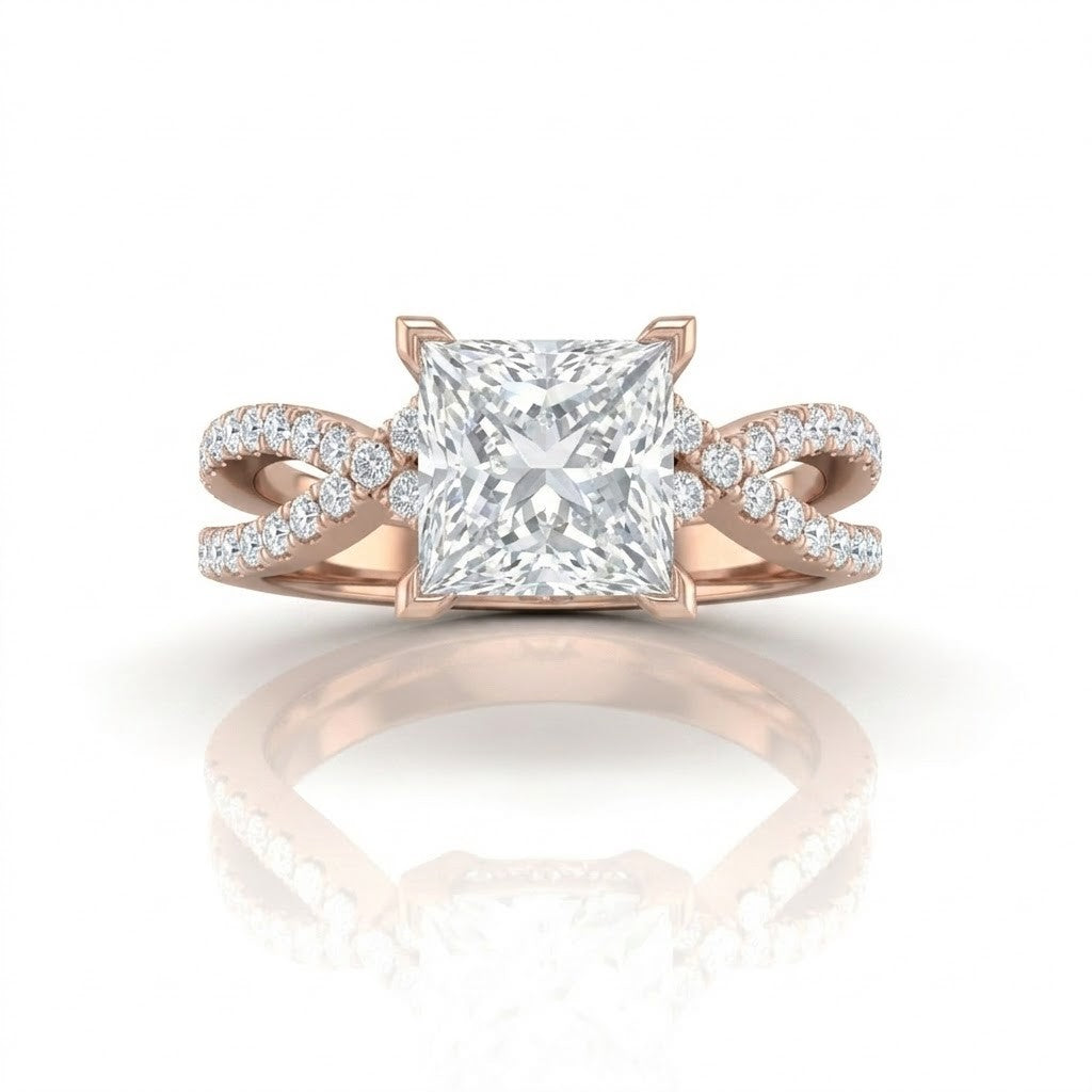 Rose Gold Everlisse Infinity Princess Diamond Engagement Ring