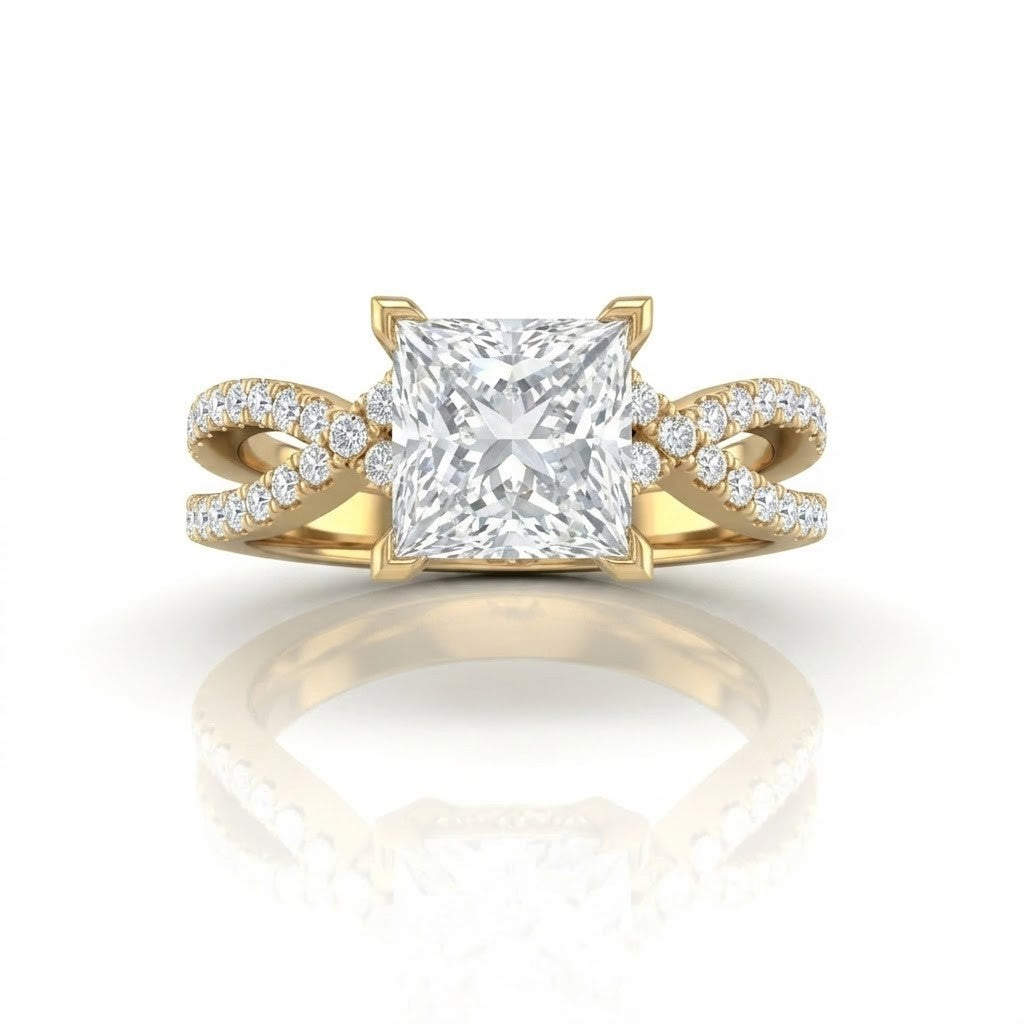 Yellow Gold Everlisse Infinity Princess Diamond Engagement Ring