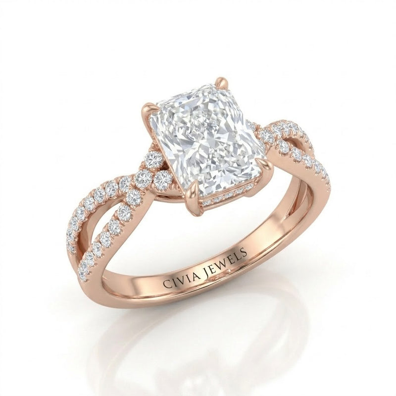 Rose Gold Everlisse Infinity Radiant Diamond Engagement Ring