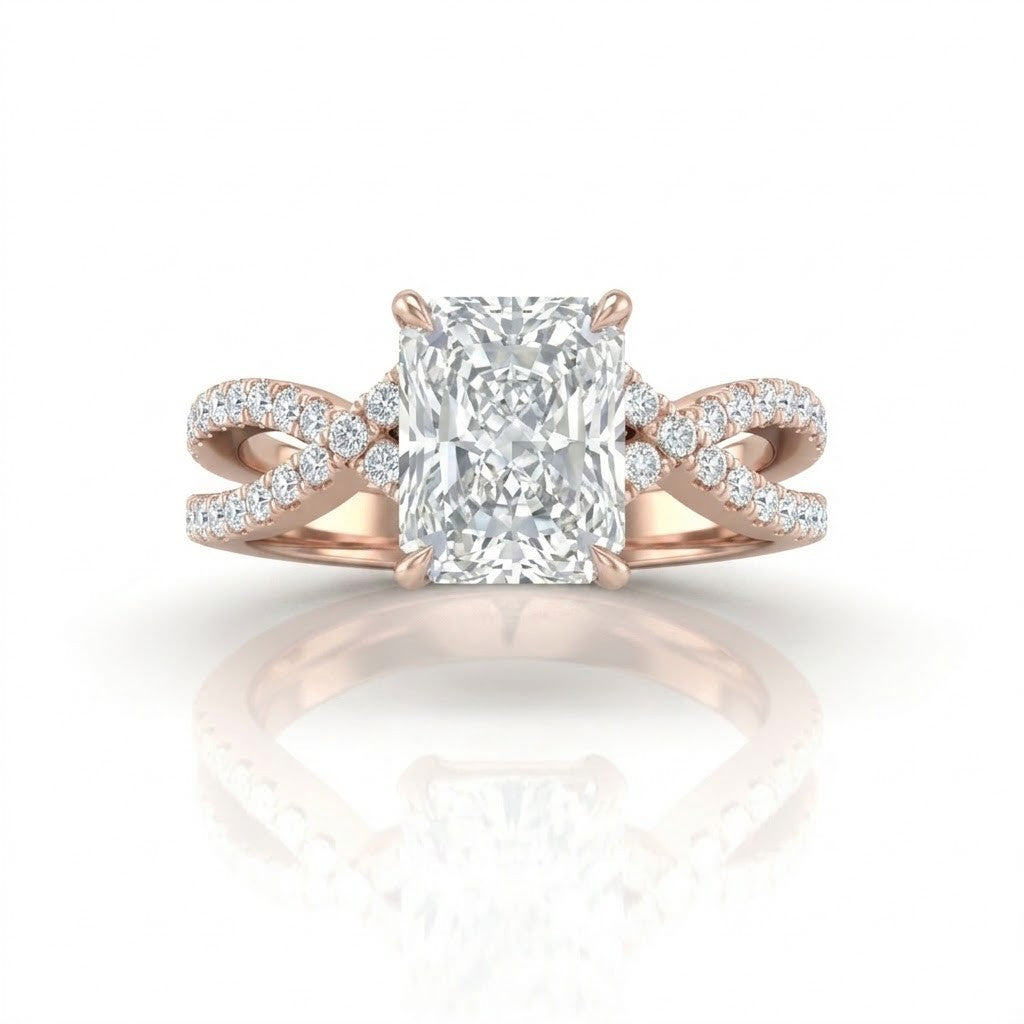Rose Gold Everlisse Infinity Radiant Diamond Engagement Ring