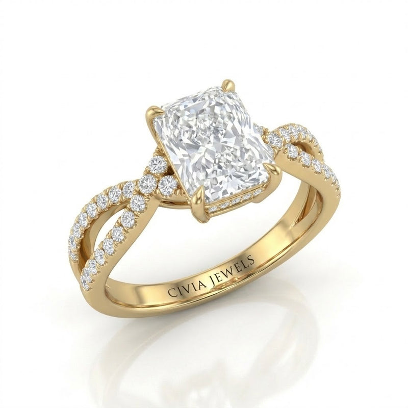 Yellow Gold Everlisse Infinity Radiant Diamond Engagement Ring