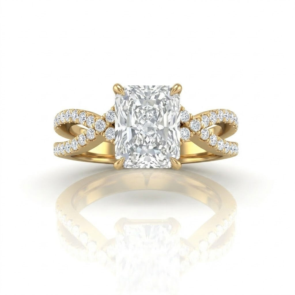 Yellow Gold Everlisse Infinity Radiant Diamond Engagement Ring