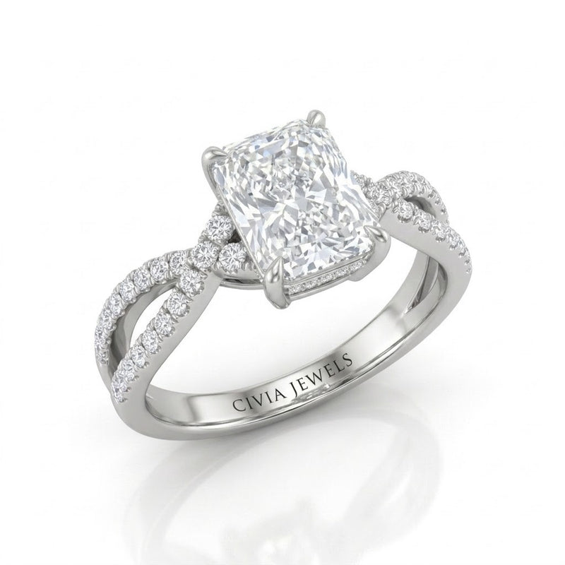 White Gold Everlisse Infinity Radiant Diamond Engagement Ring